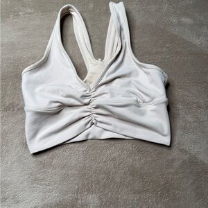 ALO Yoga Light Taupe Seamless Ruched Sports Bra